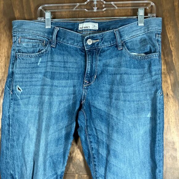 Old Navy Womens Jeans Blue Denim Mid Rise Crop Cuffed Capri 12R - Picture 2 of 11